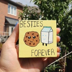 Handmade 3x3inch Mini Canvas, and a free wood ease